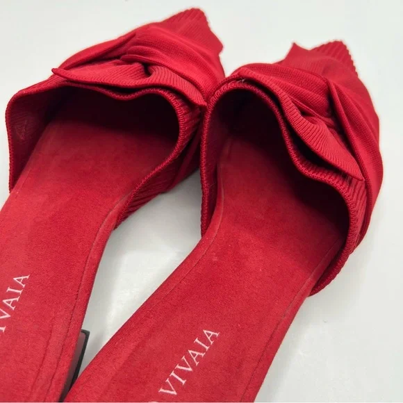Vivaia Yaffa Ruby Red Pointed Toe Knot Mule Sandals Size EU 40, US 9 - Picture 8 of 15